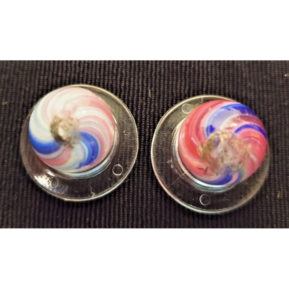2 PEEWEE Onion Skin Peppermint Pink Blue White Antique Marbles